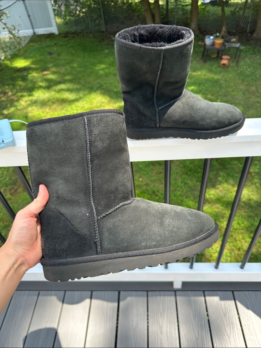 UGG Classic Short Black Suede Winter Boots
